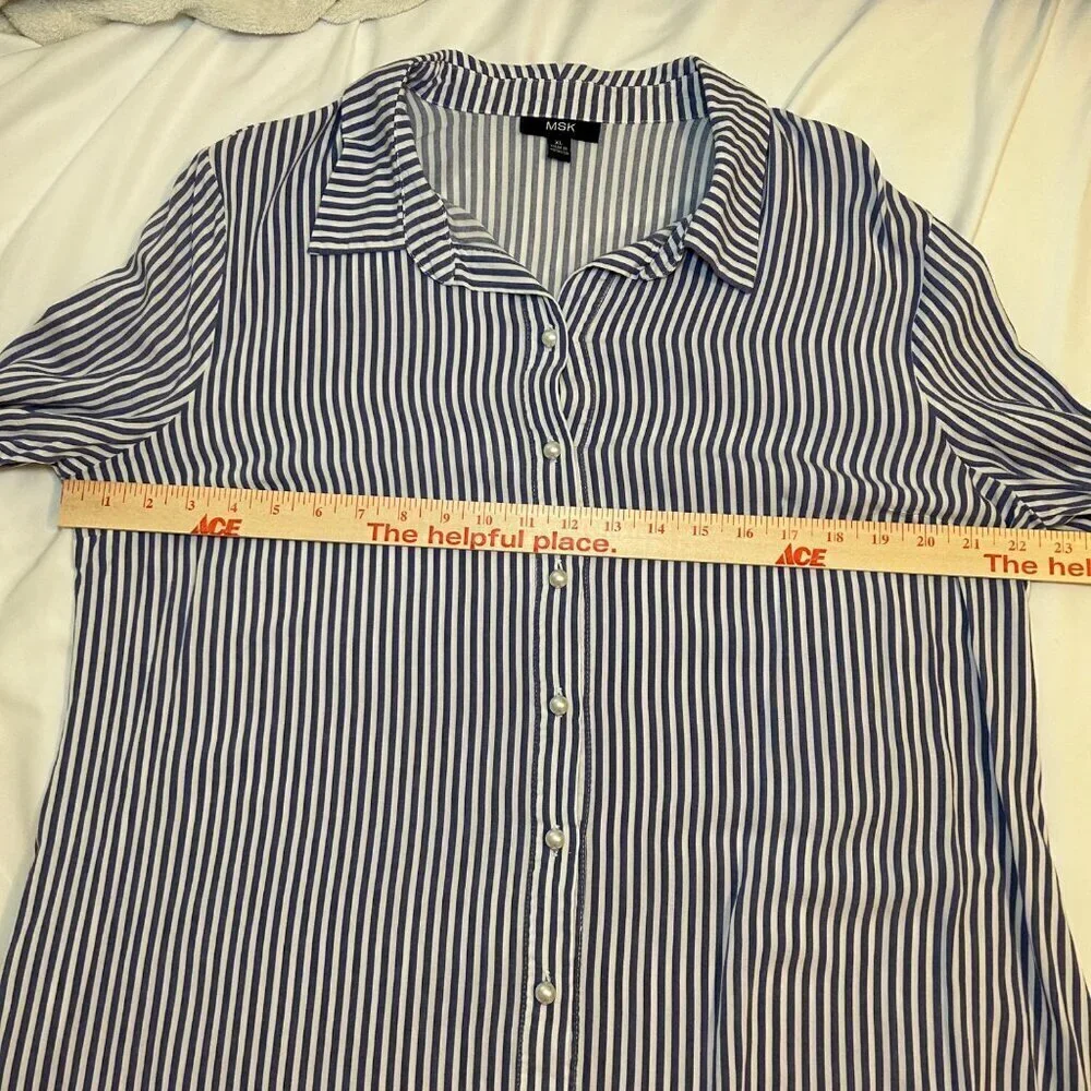 MSK Size XL Striped Blue and White Dress Coverup Beach Resortwear Holiday - Picture 13 of 13